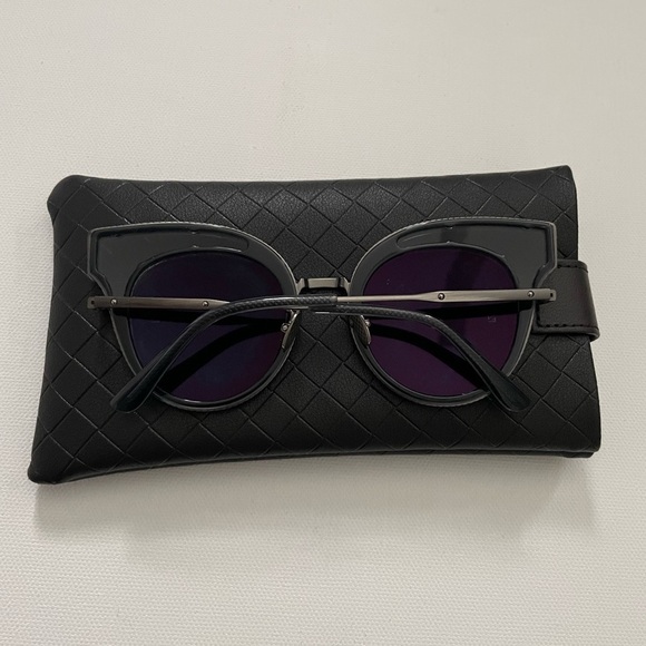 Bottega Veneta BV0094S 005 Blue Silver Black Cat Eye Mirrored Sunglasses new main image 6